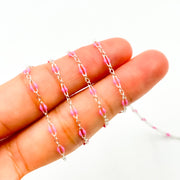 70/1003FSS. 925 Sterling Silver Enamel Flat Marina Chain